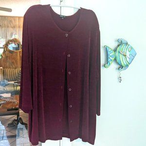 Soft, rich cranberry long cardigan - Vikki Vi